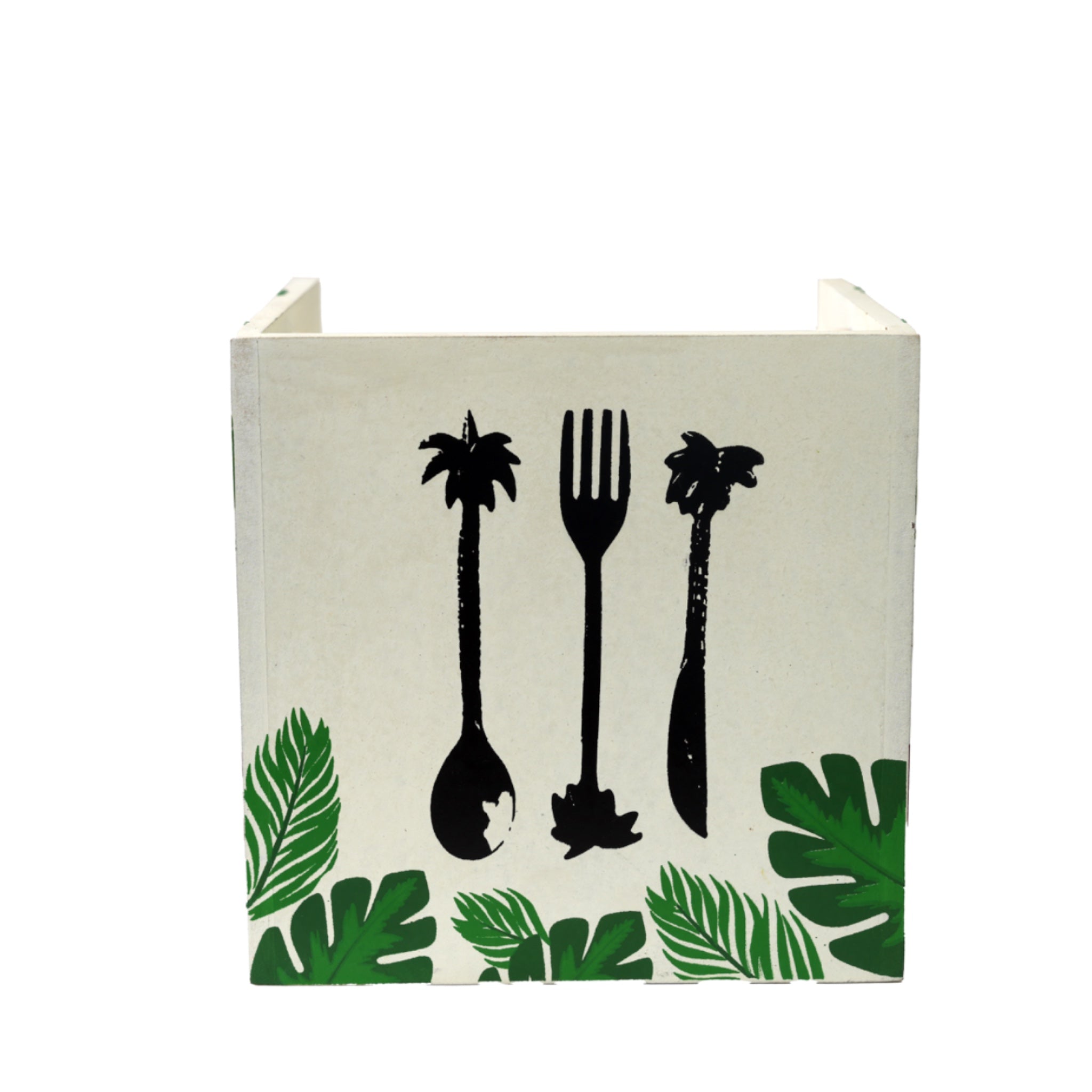 Tropical Cutlery & Utensil Holder – Handmade Wooden Kitchen Organizer