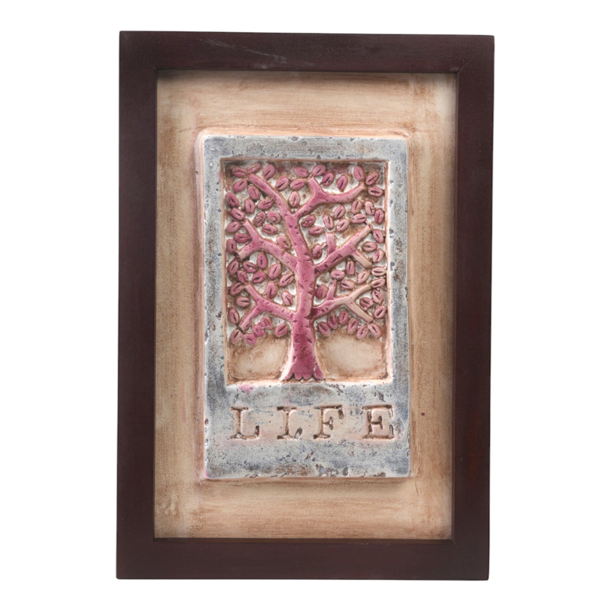 Tree of Life Wall Decor – Embossed Eco-Mix Framed Art with Life Quote