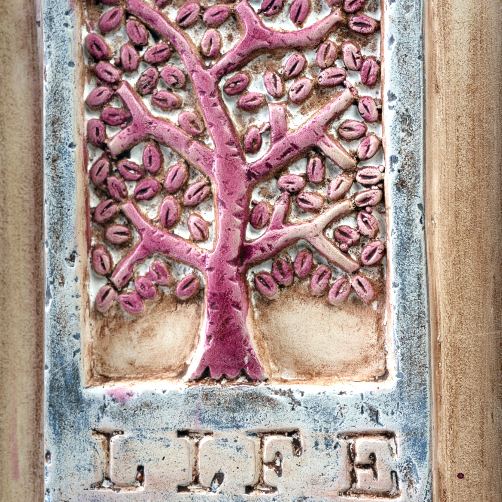 Tree of Life Wall Decor – Embossed Eco-Mix Framed Art with Life Quote