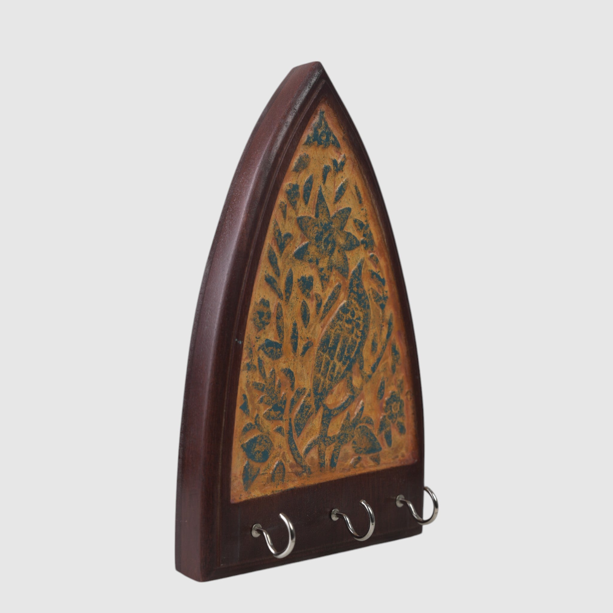 Handcrafted Mango Wood & Ecomix Wall Key Holder – Elegant Keychain & Accessory Organizer