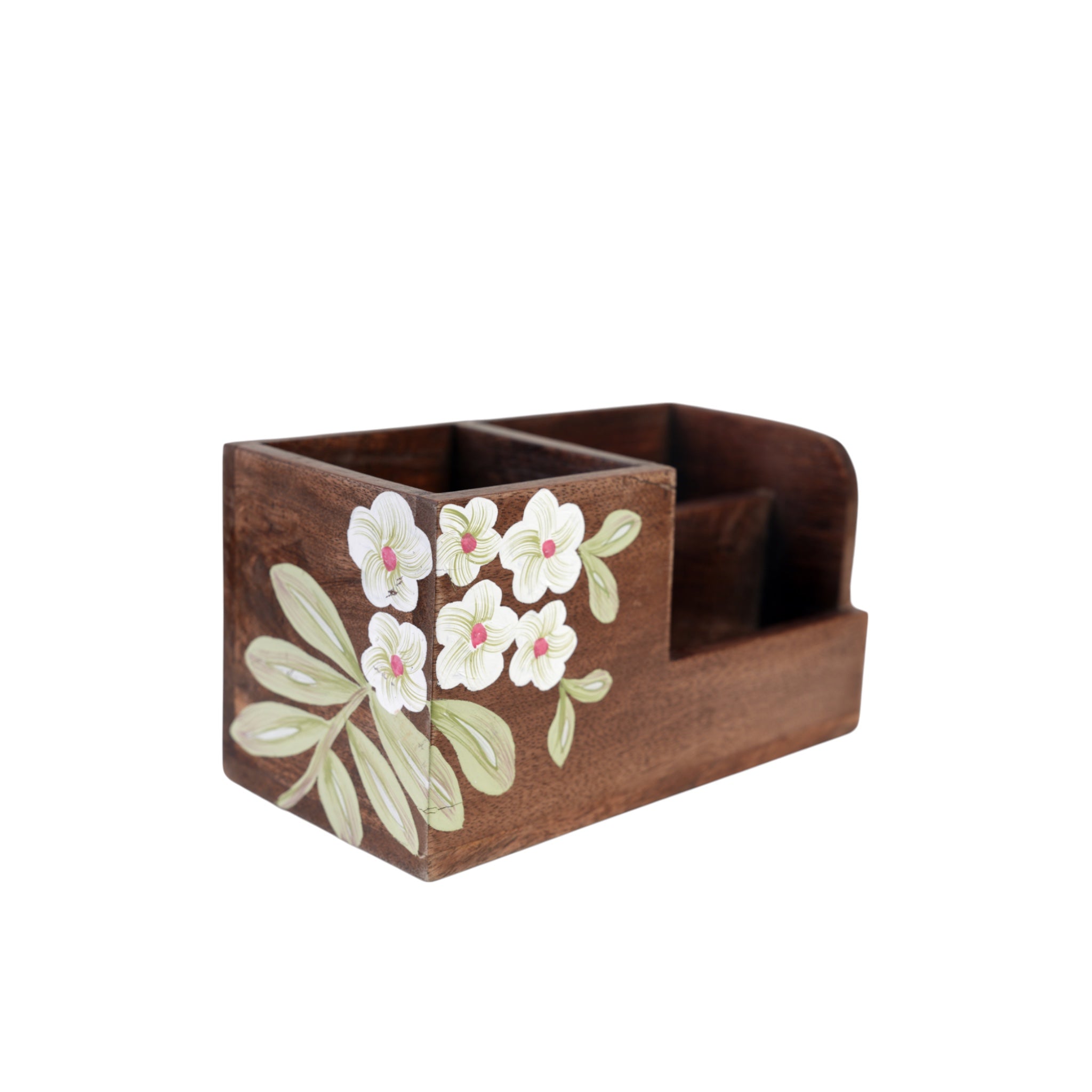 Handpainted Wooden Pen Stand – Multipurpose Floral Organizer