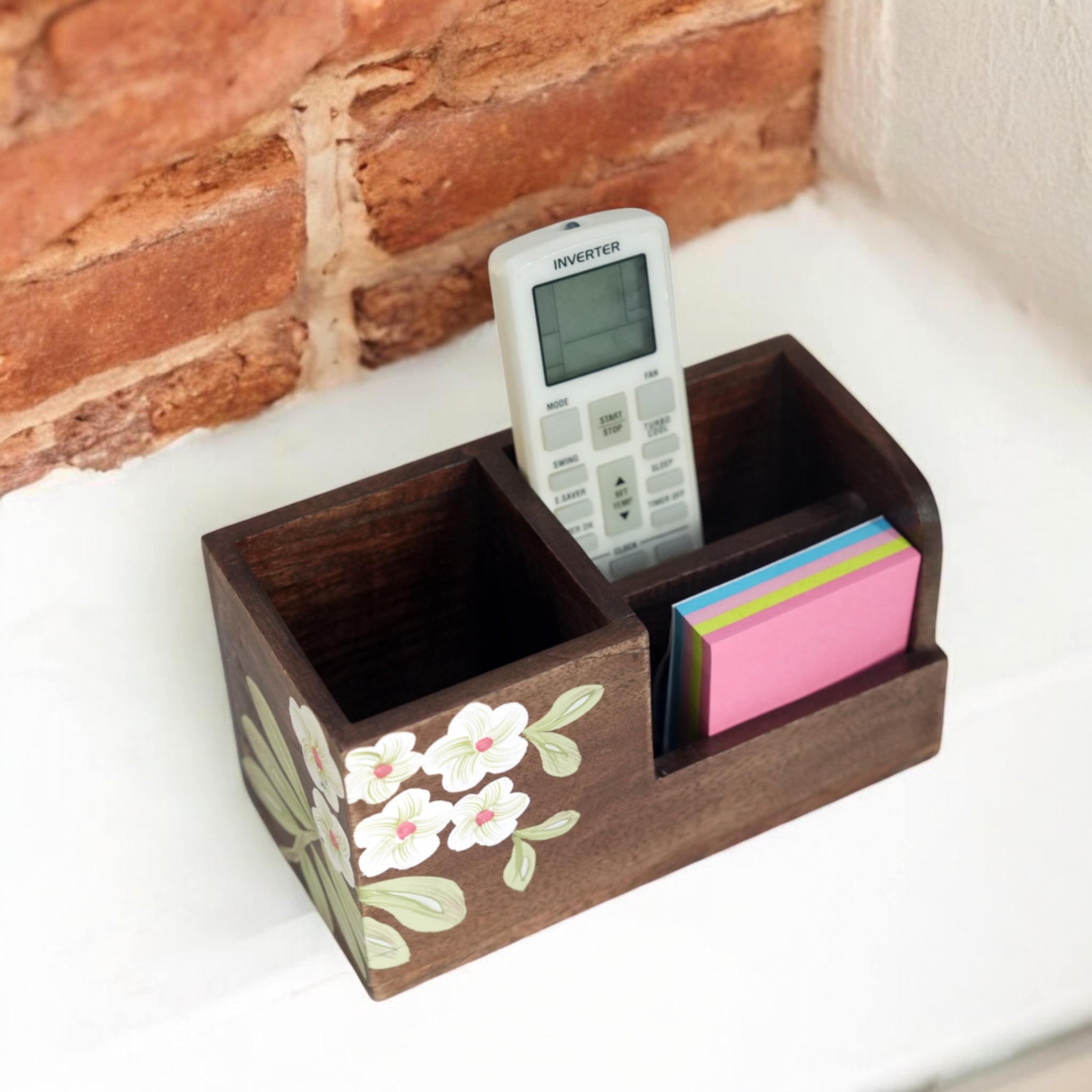 Handpainted Wooden Pen Stand – Multipurpose Floral Organizer