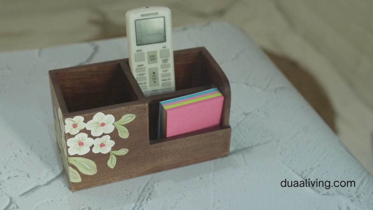 Handpainted Wooden Pen Stand – Multipurpose Floral Organizer